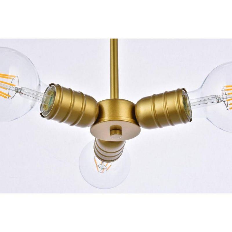 Elegant Lighting Reyes 3 lights brass pendant