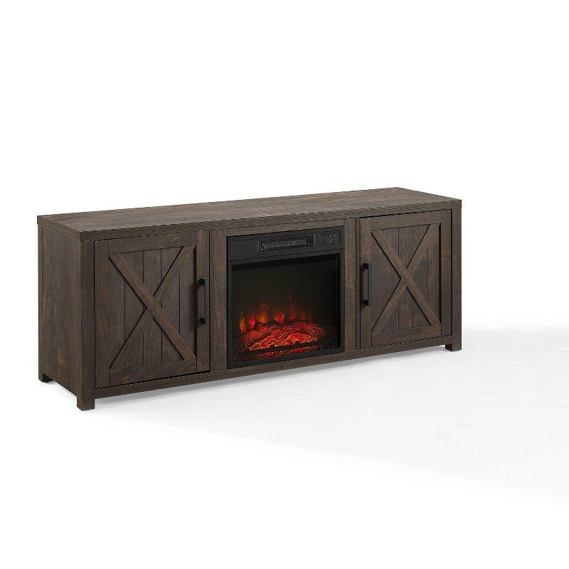 Gordon 58" Dark Walnut TV Stand with Fireplace