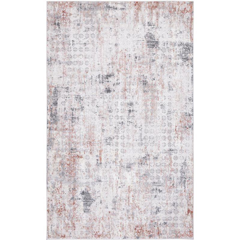 Abstract Elegance 8' x 10' Rust/Grey Synthetic Area Rug