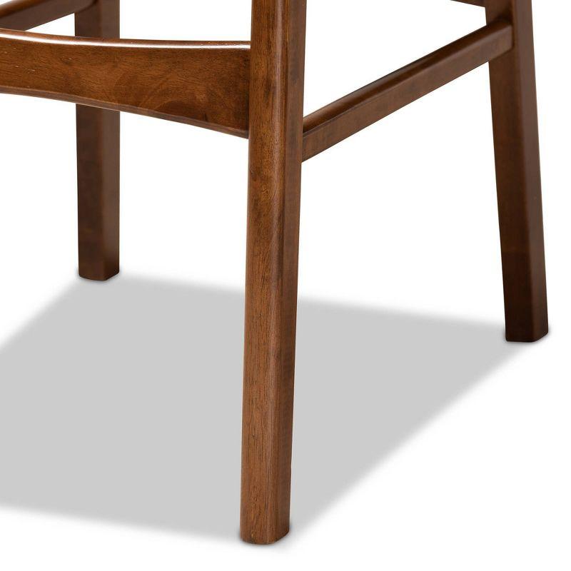 Baxton Studio 2pc Katya Wood Barstool Set Sand/Walnut Brown: Upholstered Polyester, Rubberwood Frame