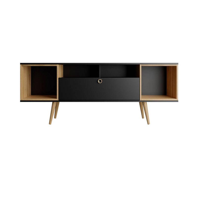 Black and Cinnamon Mid-Century Modern TV Stand with Cabinet