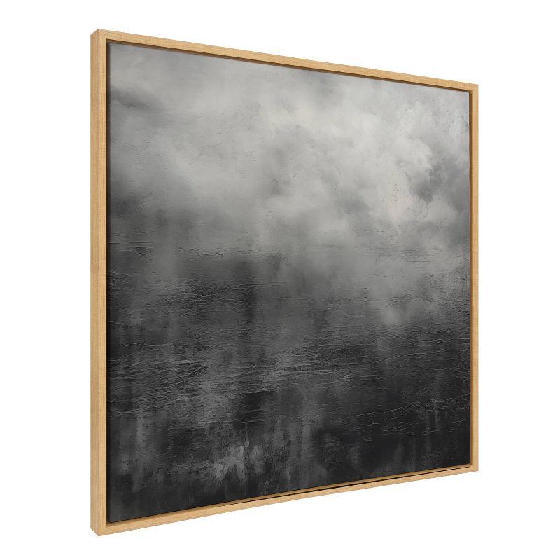 Tonal Abstract Black and Gray Framed Canvas Art, 30x30