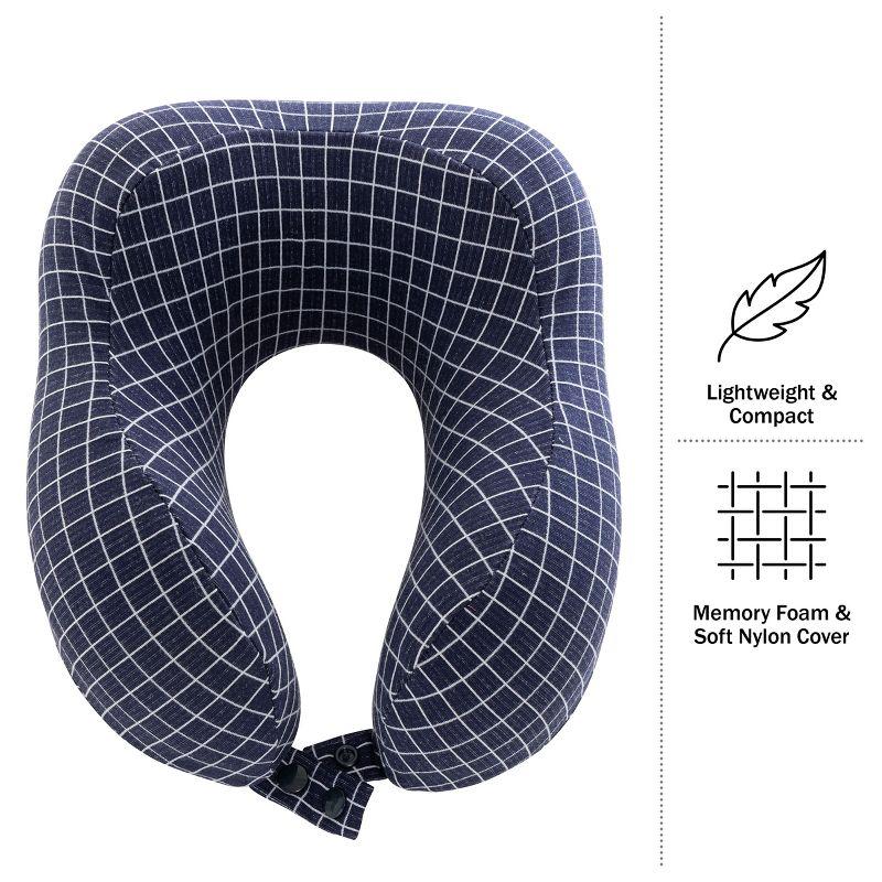 Travel Pillow - Memory Foam Pillow with Washable Cover - Neck Pillows for Sleeping on Airplanes, Trains, Cars, and Buses by Home-Complete (Navy)