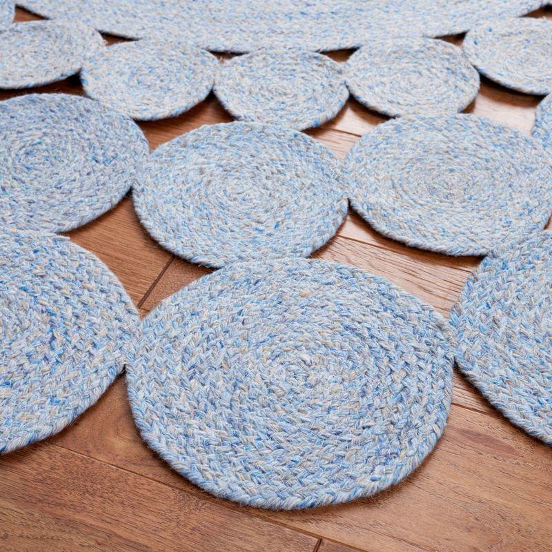 Boho Chic Handwoven Coastal Blue Round Rug - 59"