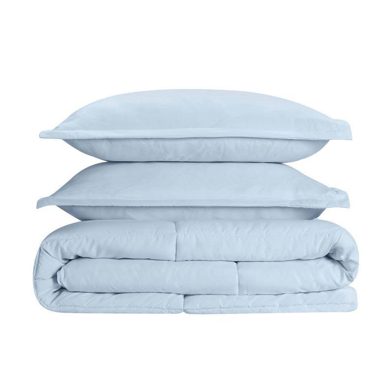 Full/Queen 3pc Simply Clean Comforter Set Light Blue - Serta