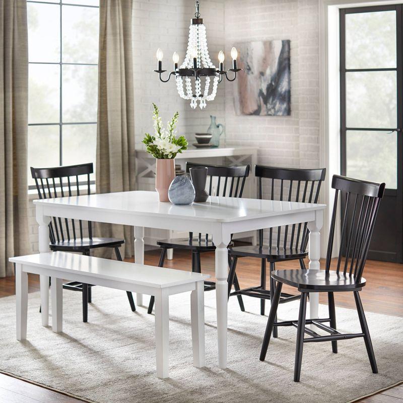Buylateral Set of 2  Solid Wood Spindle Dining Chairs Black: Solid Rubberwood, Unupholstered