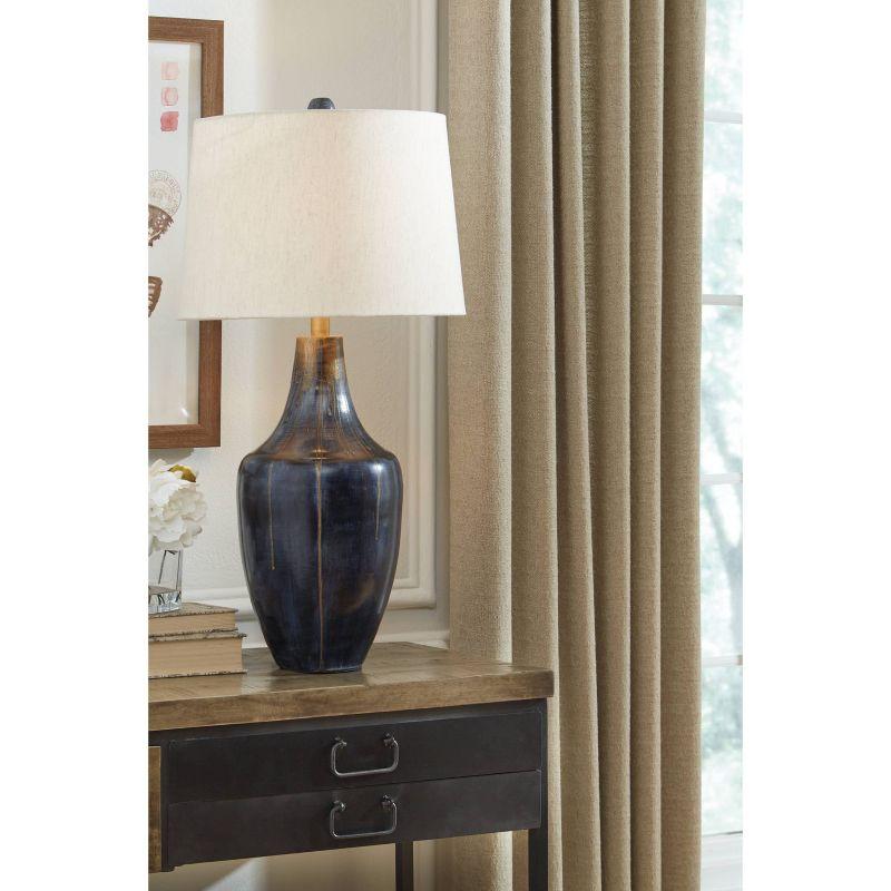 Evania Metal Table Lamp Indigo - Signature Design by Ashley: Modern Lighting, 3-Way Switch, UL Listed