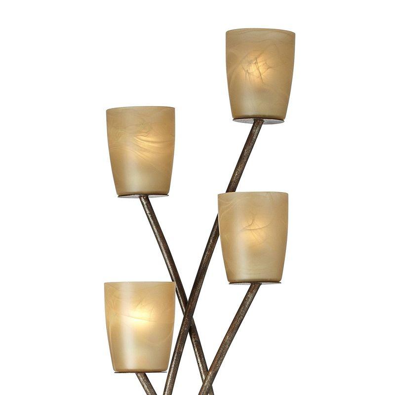 Kathy Ireland Metro Plaza Modern Glam 69" Tall Standing Floor Lamp Tree 4-Light Foot Switch Brown Metal Copper Bronze Finish Living Room Bedroom House