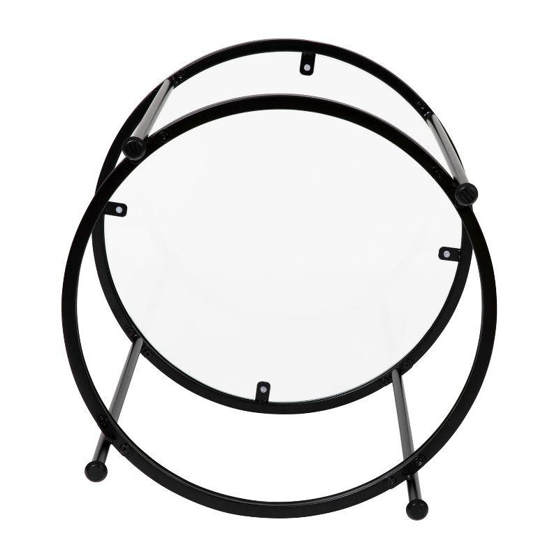 Flash Furniture Astoria Collection Round End Table - Modern Clear Glass Accent Table with Matte Black Frame