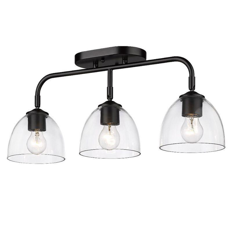 Matte Black Glass 3-Light Semi-Flush Mount Fixture