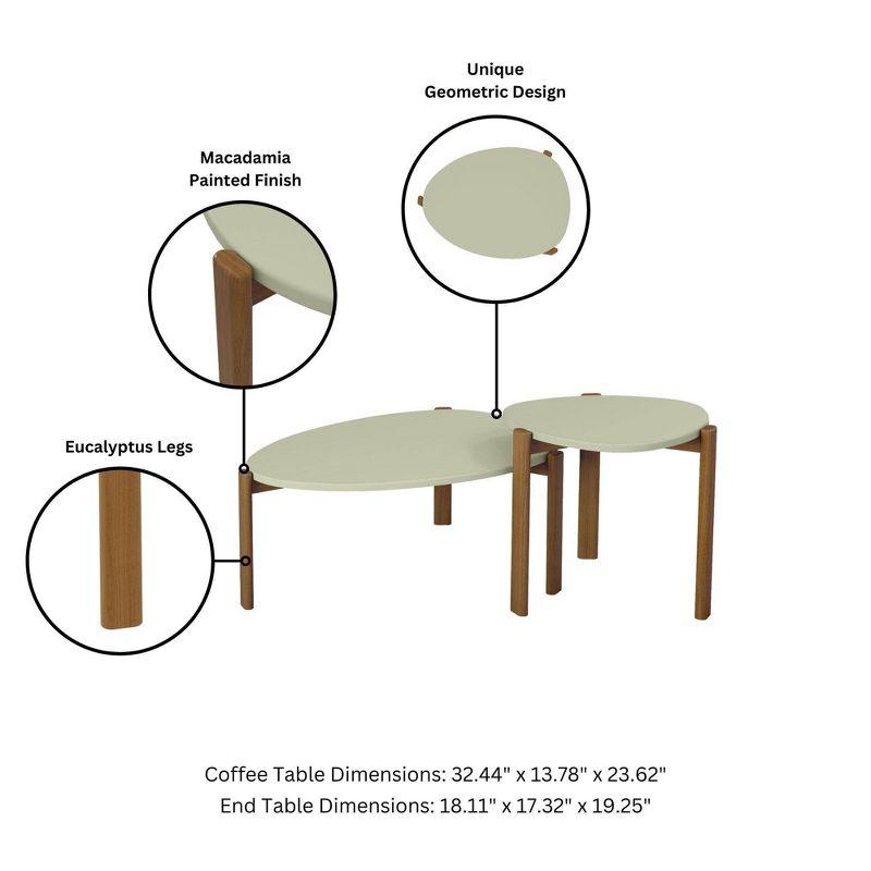 Manhattan Comfort Gales Mid - Century Modern End Table and Coffee Table Set