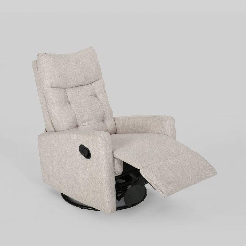 Woodglen Plush Tufted Glider Swivel Recliner in Beige and Black