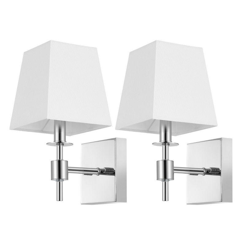 Clauren Chrome Iron Wall Sconce Set with White Shade