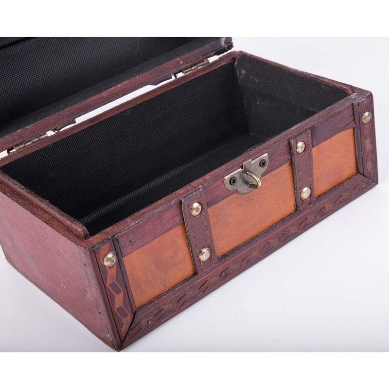 Vintiquewise Decorative Wood Leather Treasure Box - Large Trunk