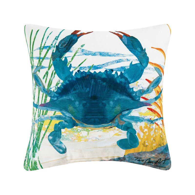 Blue Crab Coastal Indoor/Outdoor Decorative Throw Pillow