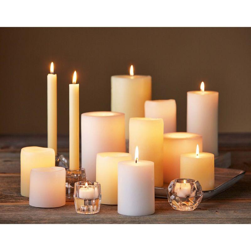 tagltd Chapel Mini Pillar 2x2 White Candles Set Of 4 Unscented Paraffin Wax Drip-Free Long Burning 12 Hours For Home Decor Wedding Parties