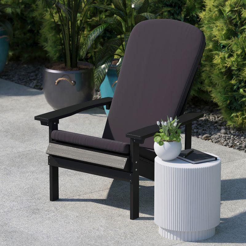 Flash Furniture Charlestown Set of 2 All Weather Indoor/Outdoor High Back Adirondack Chair Cushions, Patio Furniture Replacement Cushions - Gray