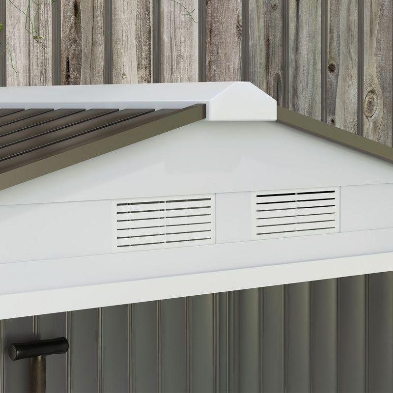 Outsunny 7' x 4' Metal Storage Shed Organizer, Garden Tool House with 4 Vents and 2 Sliding Doors for Backyard, Patio, Garage, Lawn, White