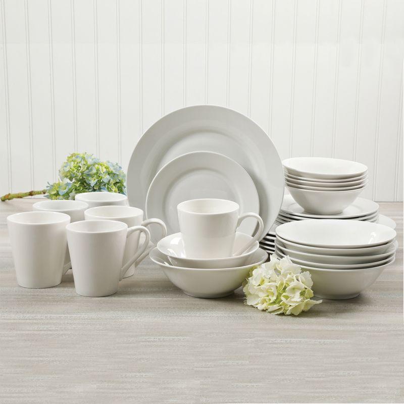 Noble Court White Ceramic 30-Piece Dinnerware Set