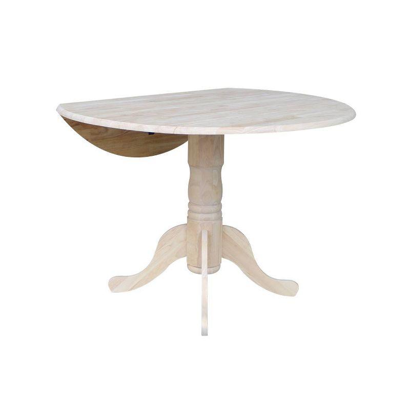42" Mason Round Dual Dining Table Unfinished - International Concepts: Parawood, Drop Leaves