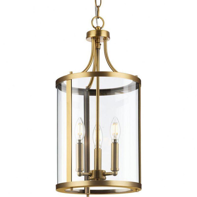 Progress Lighting Gilliam 3-Light Foyer Chandelier, Vintage Brass, Clear Glass, Collection: Gilliam, Material: Steel, Finish Color: Vintage Brass,