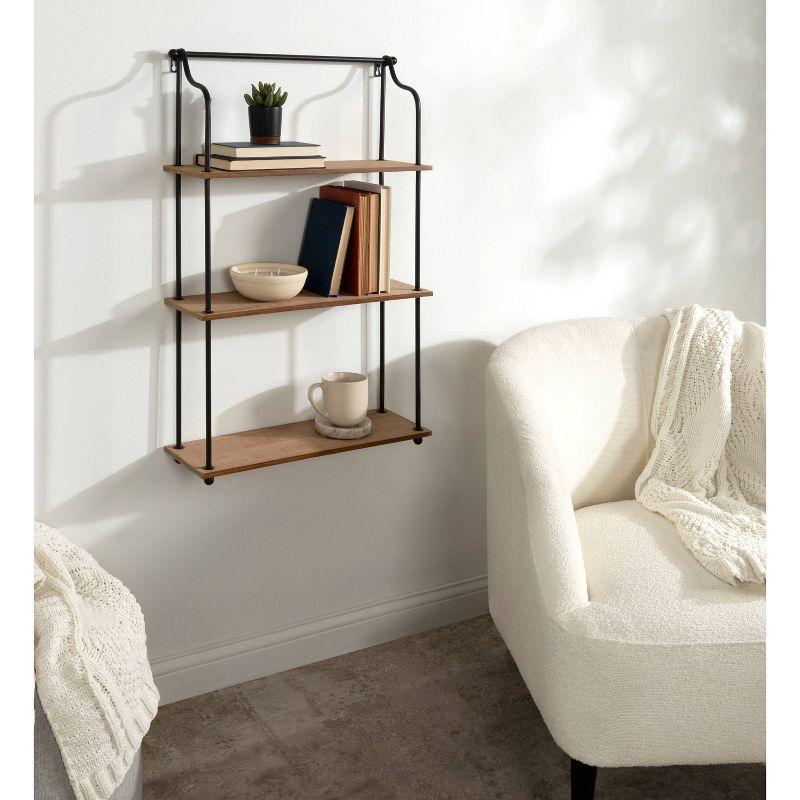 21" x 32" Walters Wood/Metal 3 Tier Shelving - Kate & Laurel All Things Decor