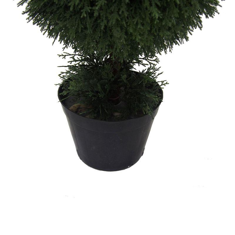 Elegant White Triple Ball Boxwood Topiary with Lights - 49" Outdoor Centerpiece