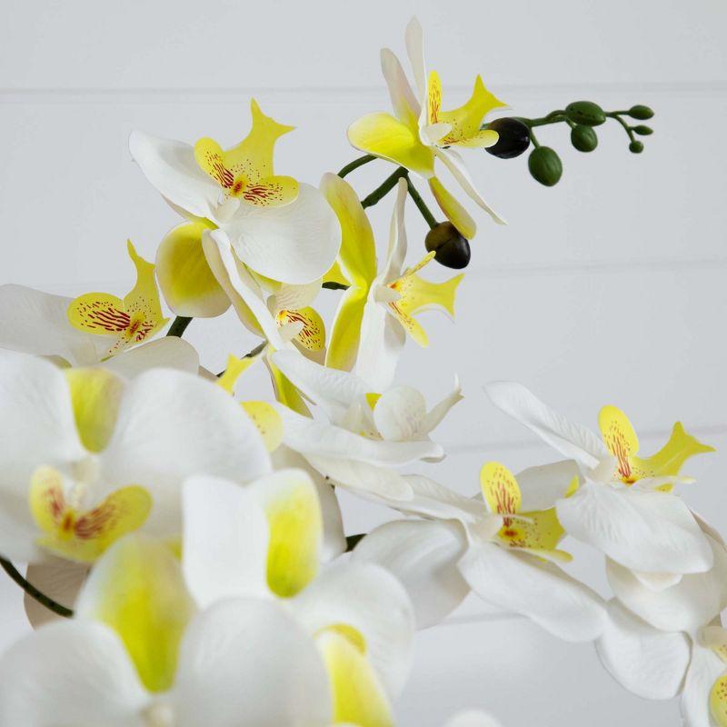 Nearly Natural 23-in Artificial Phalaenopsis Orchid Arrangement in White Ceramic Planter (Real Touch)