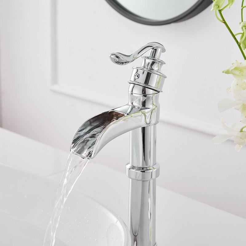 BWE Waterfall Single Hole Single-Handle Vessel Bathroom Faucet With Pop-up Drain Assembly