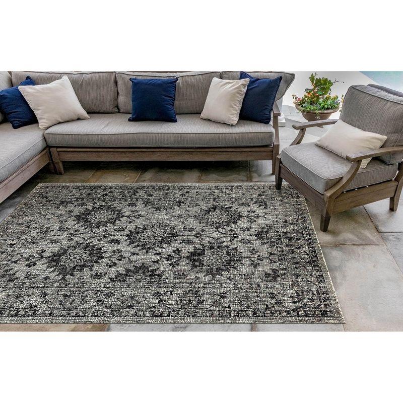 Liora Manne Carmel Vintage Floral Indoor/Outdoor Rug Black 3'3" x 4'11"