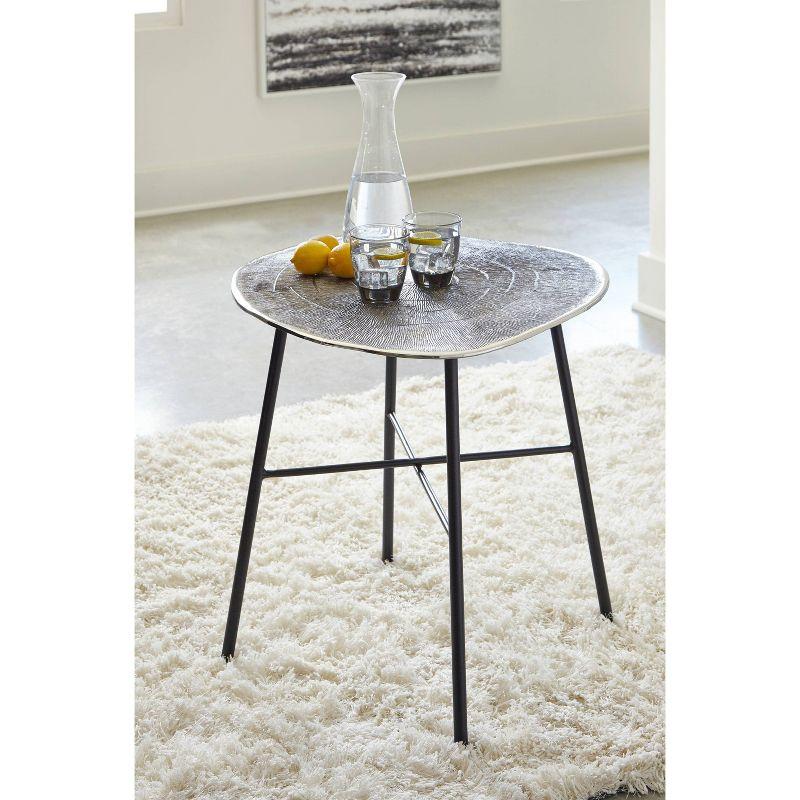 Laverford End Table Metallic Black/Gray - Signature Design by Ashley: Chrome-Tone, Splayed Legs, Cast Aluminum