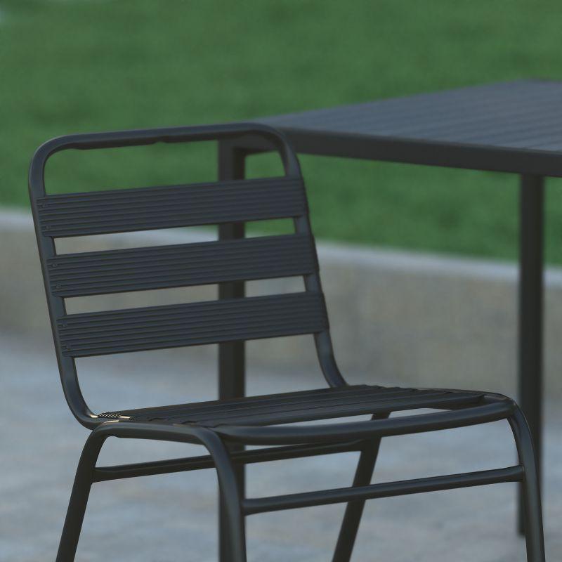 Emma and Oliver Aluminum Commercial Indoor-Outdoor Armless Restaurant Stack Chair with Triple Slat Back