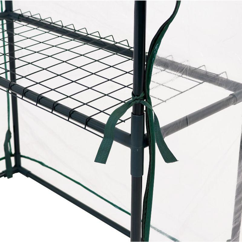 Sunnydaze Outdoor Portable Tiered Growing Rack Deluxe Walk-In Greenhouse with Roll-Up Door - 4 Shelves - Clear - 54" x 28" x 77"