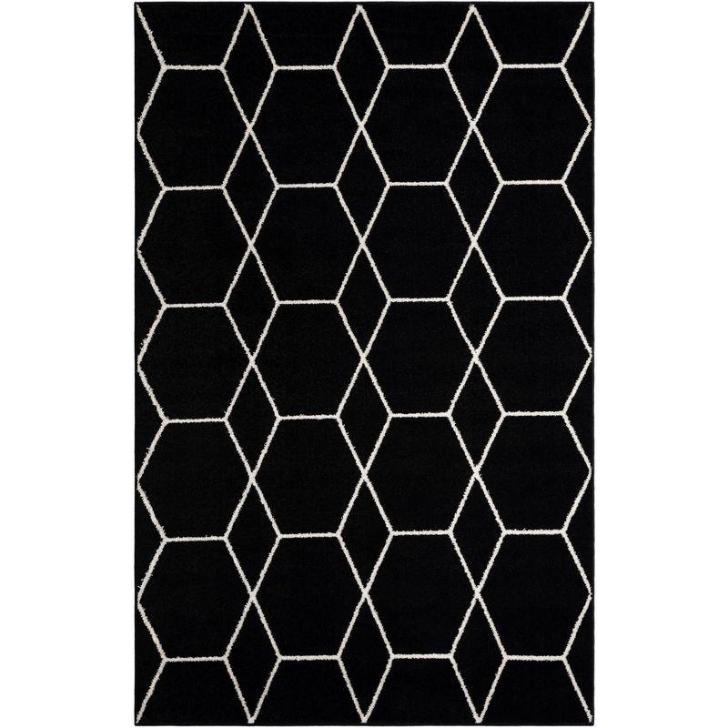 Unique Loom 5' 0 x 8' 0 Trellis Frieze Geometric Black Area Rug