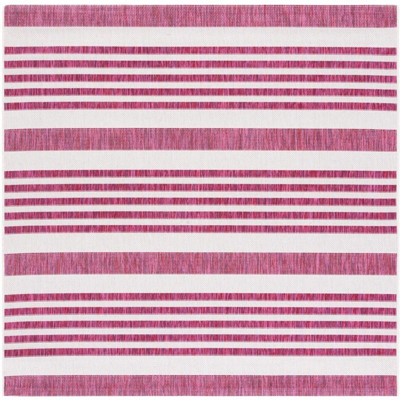 Courtyard CY8062 Power Loomed Indoor and Outdoor Area Rug - Ivory/Red - 6'7"x6'7" - Safavieh