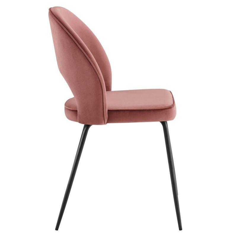 Low Profile Black Dusty Rose Velvet Side Chair with Metal Frame