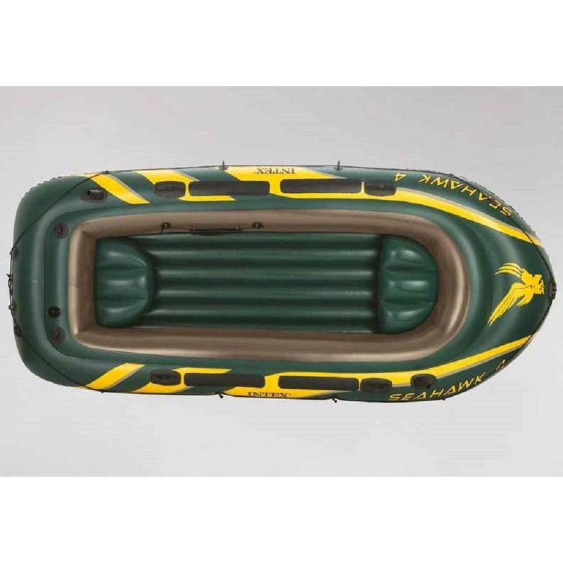 INTEX 68351EP Seahawk 4 Inflatable Boat Set: Includes Deluxe 54in Boat Oars and High-Output Pump – SuperStrong PVC – Fishing Rod Holders – 4-Person –