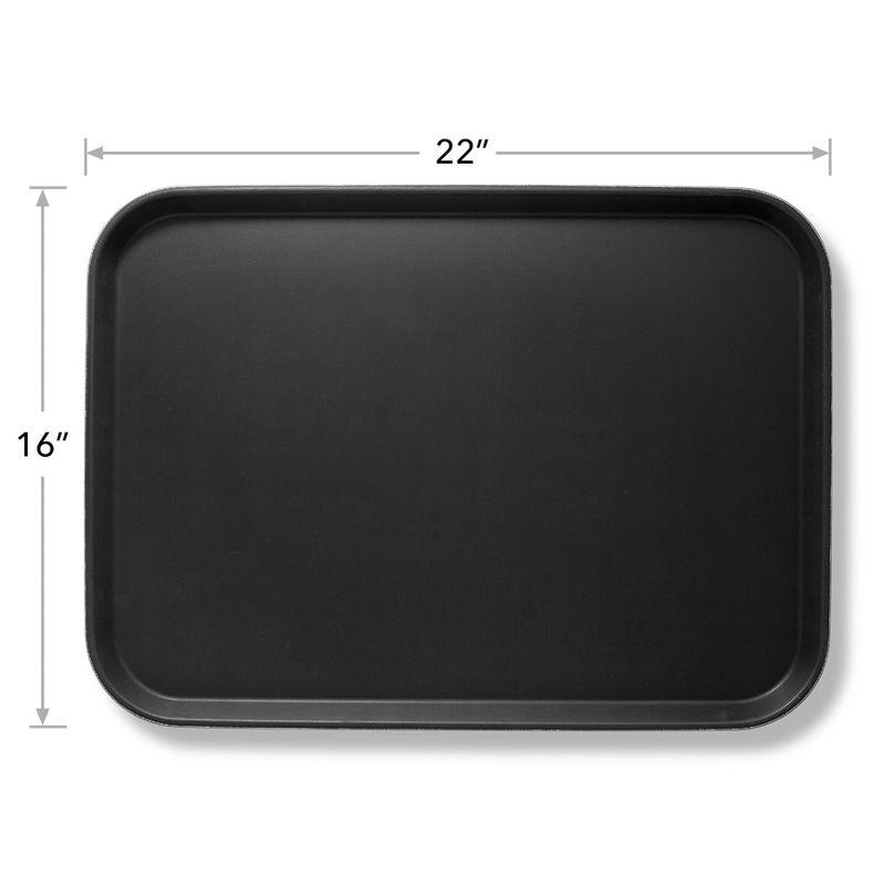 Set of 4 Black Rectangular Non-Skid Serving Trays