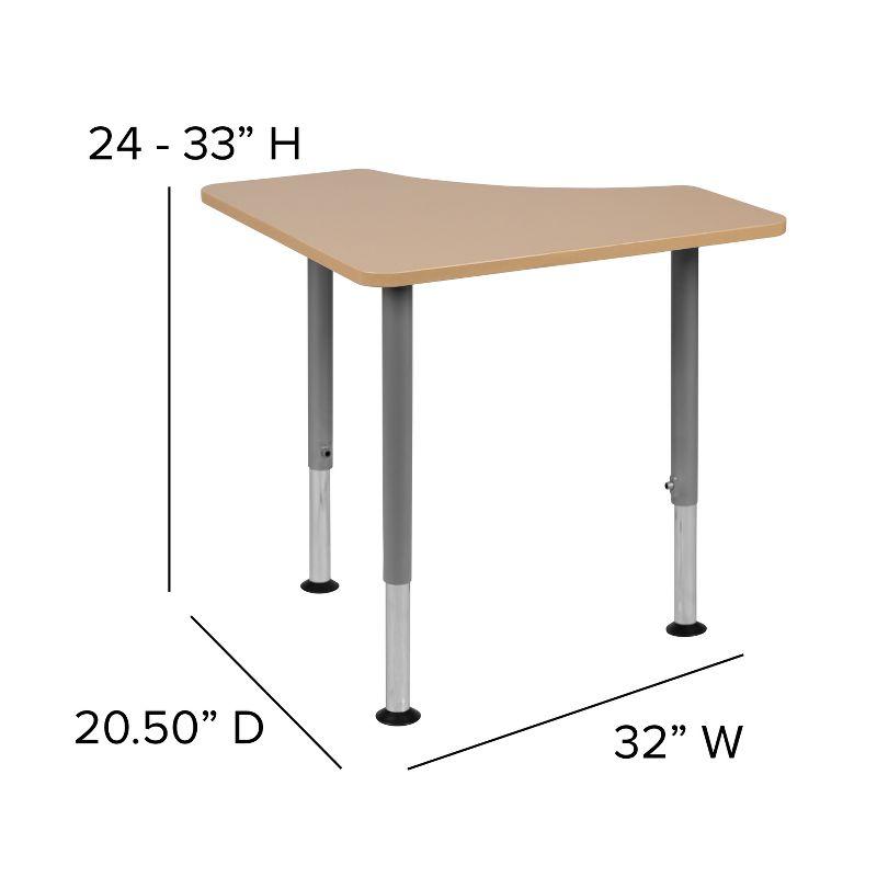 Flash Furniture Triangular Natural Collaborative Student Desk (Adjustable from 22.3" to 34") - Home and Classroom