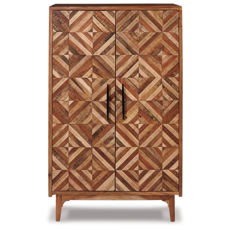 Contemporary Diamond Inlay Brown Accent Cabinet 36"x18"