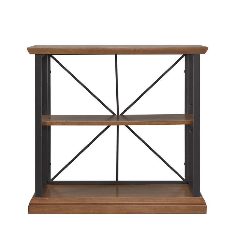 11832-WLGM Finnick Mixed Metal and Wood Bookshelf in Willow/Gunmetal Espresso