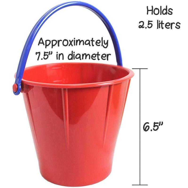 Large Red and Blue 2.5L Sand Pail with Handle