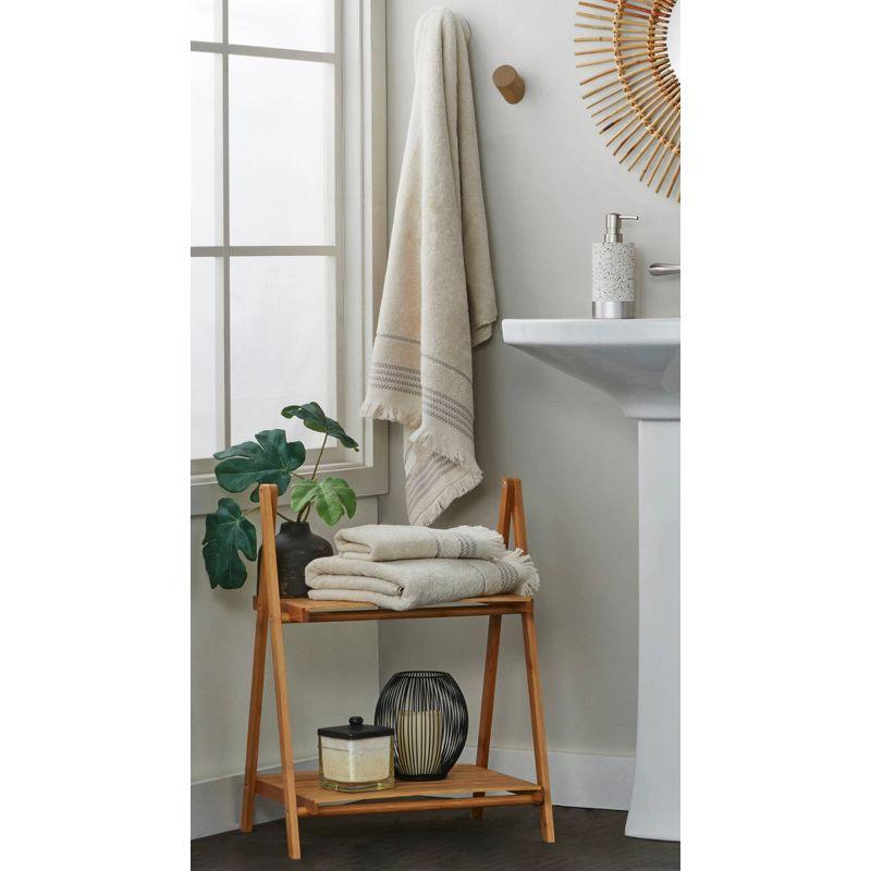 SKL Home 2pc Mirage Fringe Hand Towel Set Blush: 100% Cotton, Jacquard Terry, Bathroom Decor