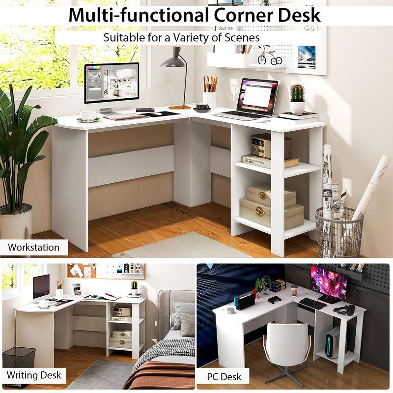 Costway L-shaped Corner Computer Desk Home Office Writing Workstation with Storage Shelves