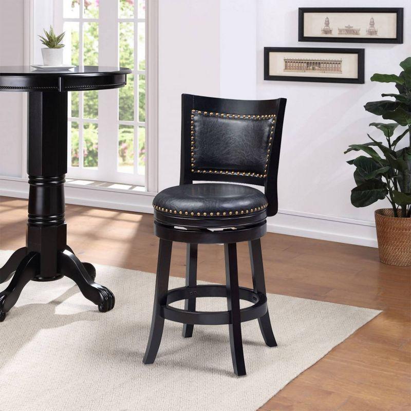 Bristol 24" Black Leather High-Back Swivel Counter Stool