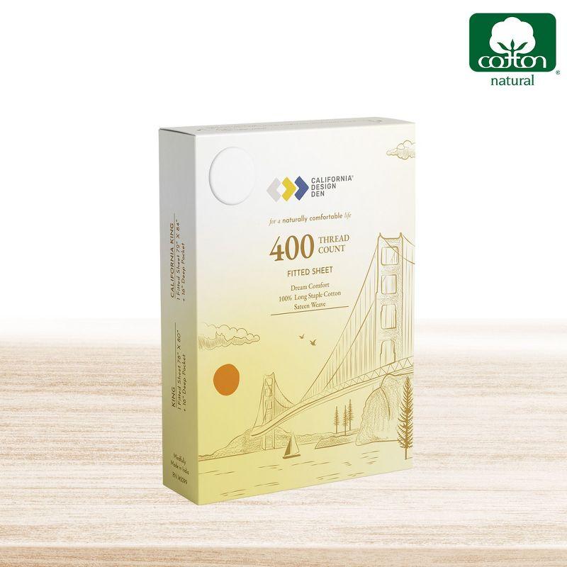 400 Thread Count 100% Cotton Fitted Sheet - California Design Den - Sage Green, King