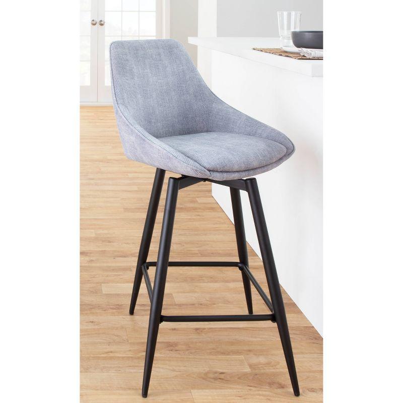 Set of 2 Diana Counter Height Barstools Gray: Velvet Upholstery, Swivel, Armless - LumiSource
