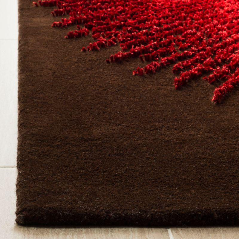 Hand-Tufted Red and Brown Wool Viscose Area Rug