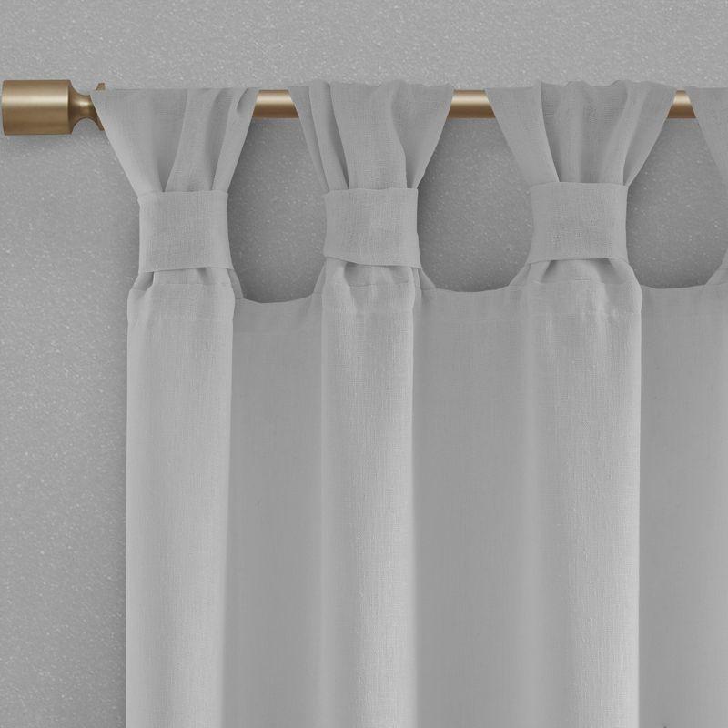 Gray Tab Top Sheer Faux Linen Window Panel