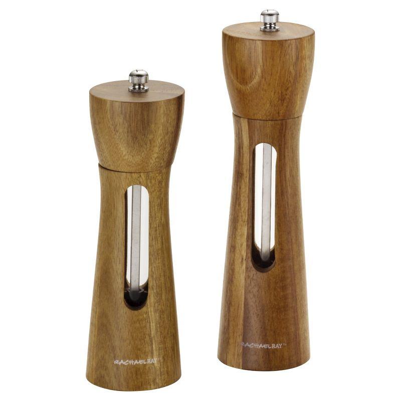 Acacia Wood Salt and Pepper Grinder Set with Stainless Steel